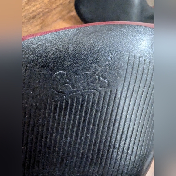 Carlos by Carlos Santana burgundy Passion Zippered stiletto skyscaper Heels Sz 7 - Picture 14 of 15